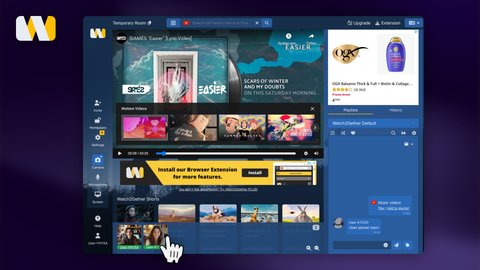 A demonstration of where the built in call is on Watch2Gether